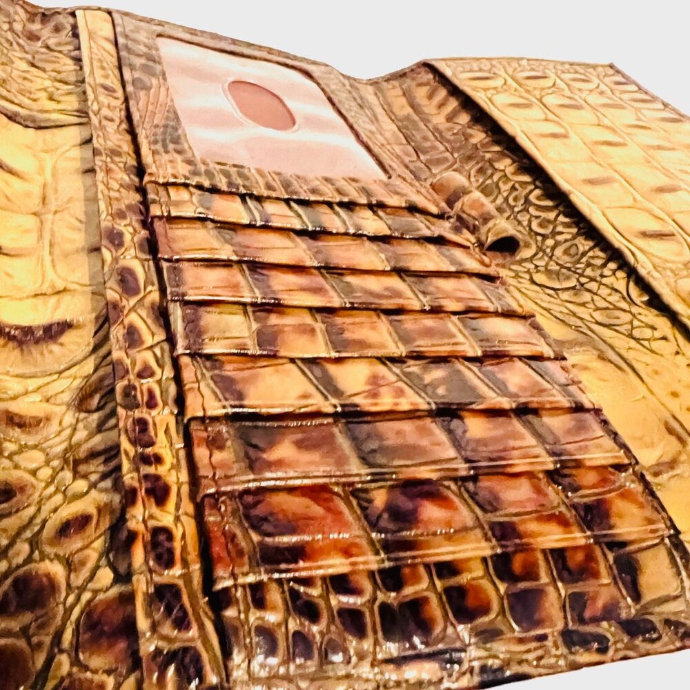 Brahmin Colette Croc Embossed Melbourne Leather-Vintage-Tri Fold Wallet/CheckBk - Picture 9 of 14